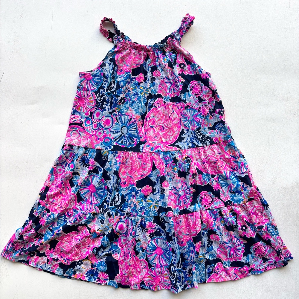 Lilly Pulitzer 12-14 XL mini loro high tide navy turtle amazement dress
